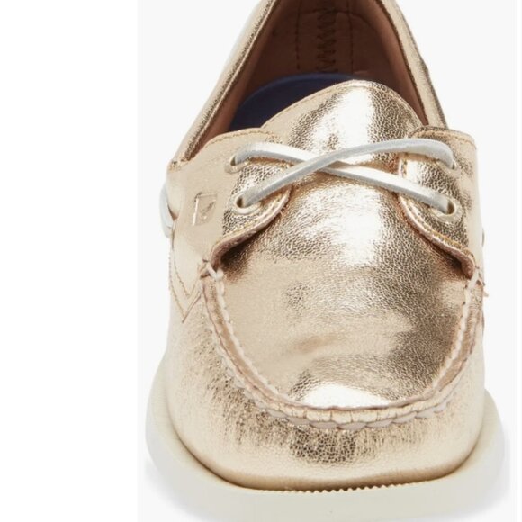 Sperry Authentic Original Boat Shoe – Gold Leather Crinkle – Women’s 9.5M – NWT - Picture 4 of 6
